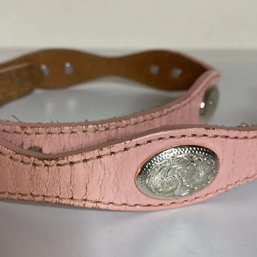 SILVER CREEK Girl’s Pink Leather Cowgirl Belt with Conchos